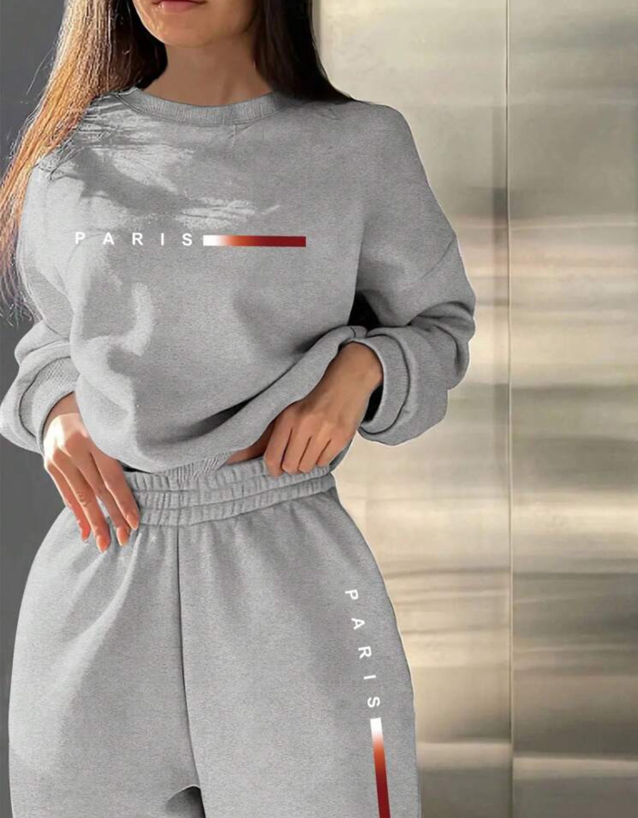 2 Pieces Sweatshirt And Pants Set With Thermal Lined