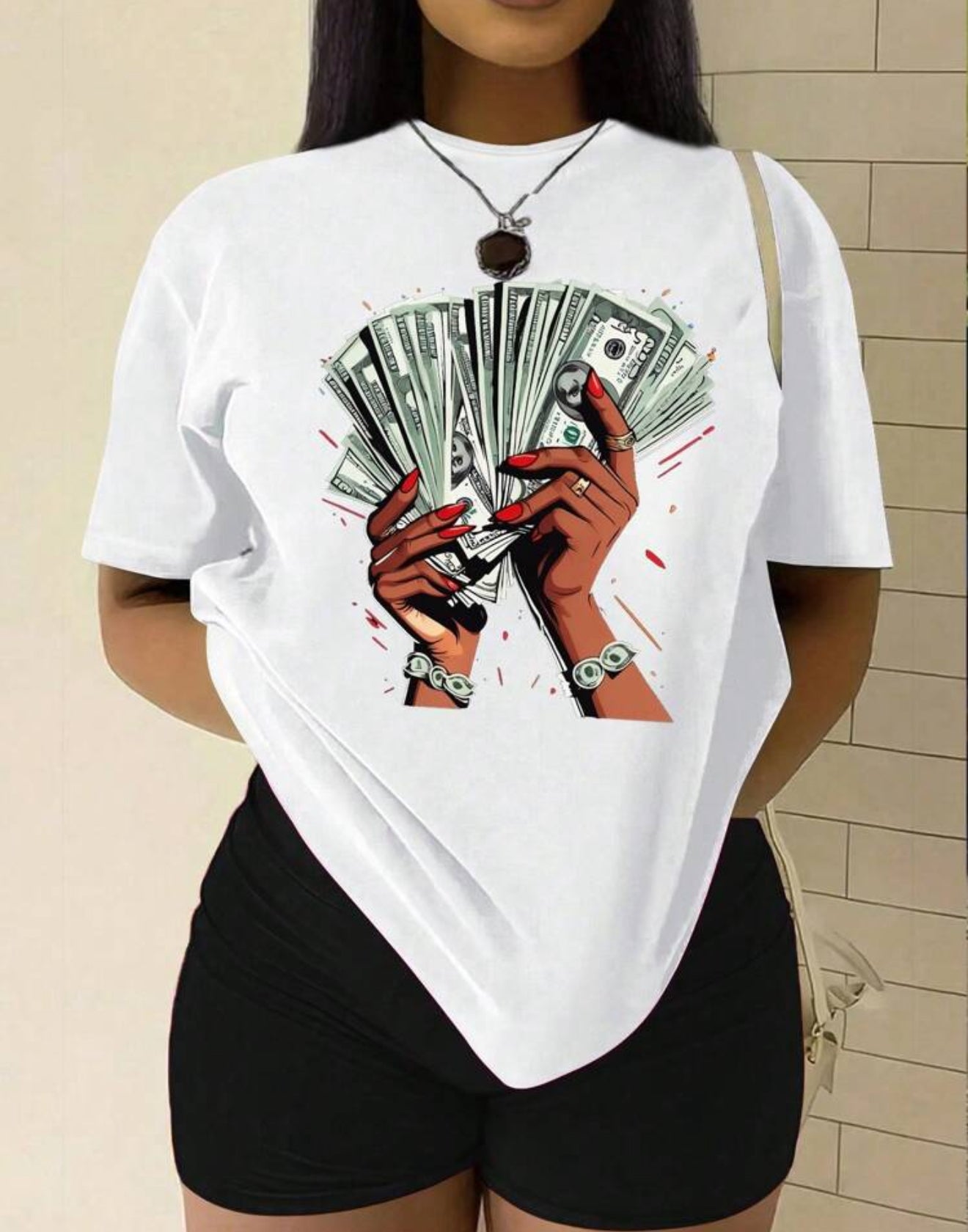 Women Summer Cartoon Bear Printed Round Neck Short Sleeve Casual T-Shirt Graphic Tees