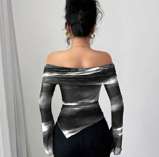 Women's Off Shoulder Long Sleeve Simple Top