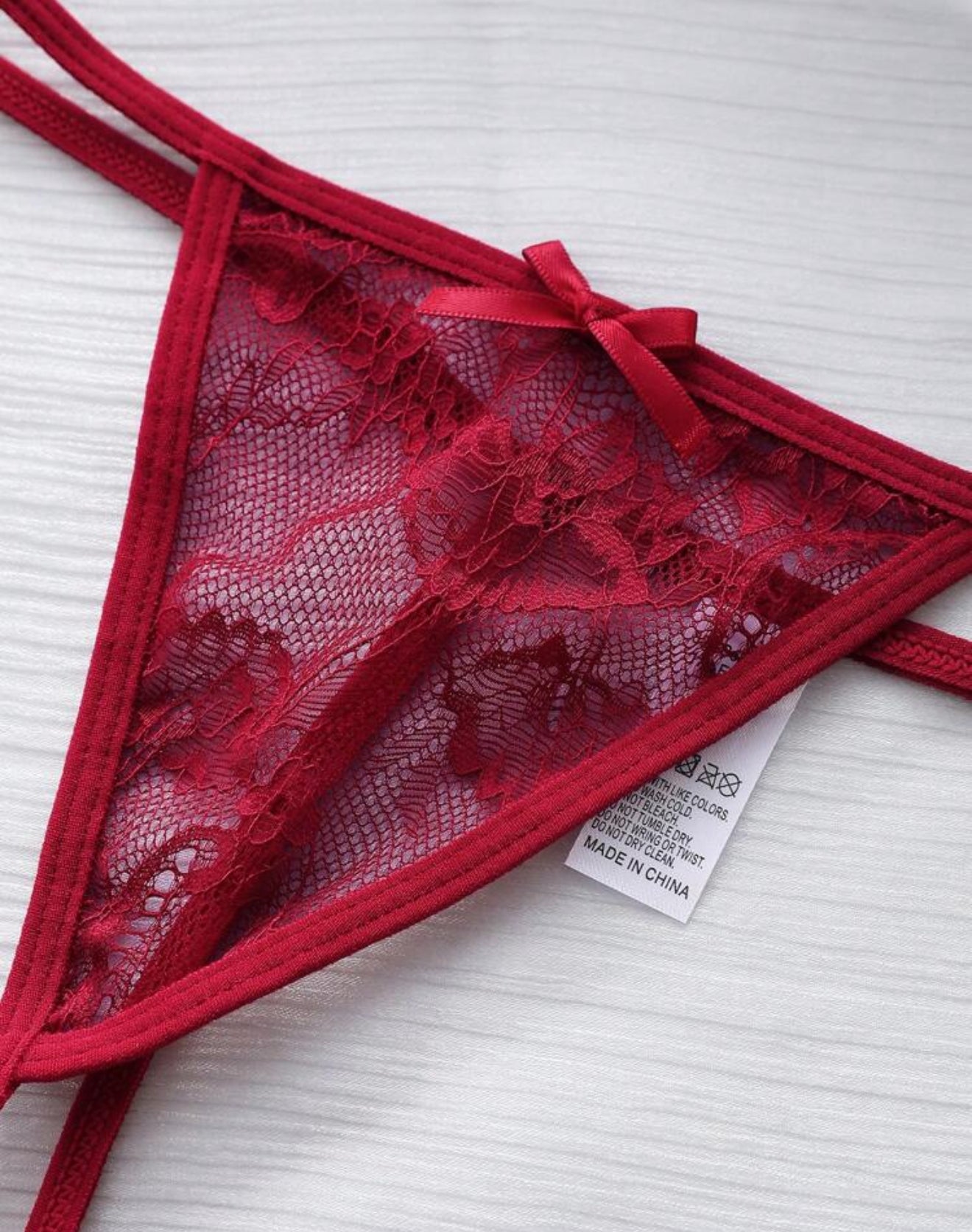 5pcs Women's Solid Color Lace Bowknot Sexy G-String Underwear
