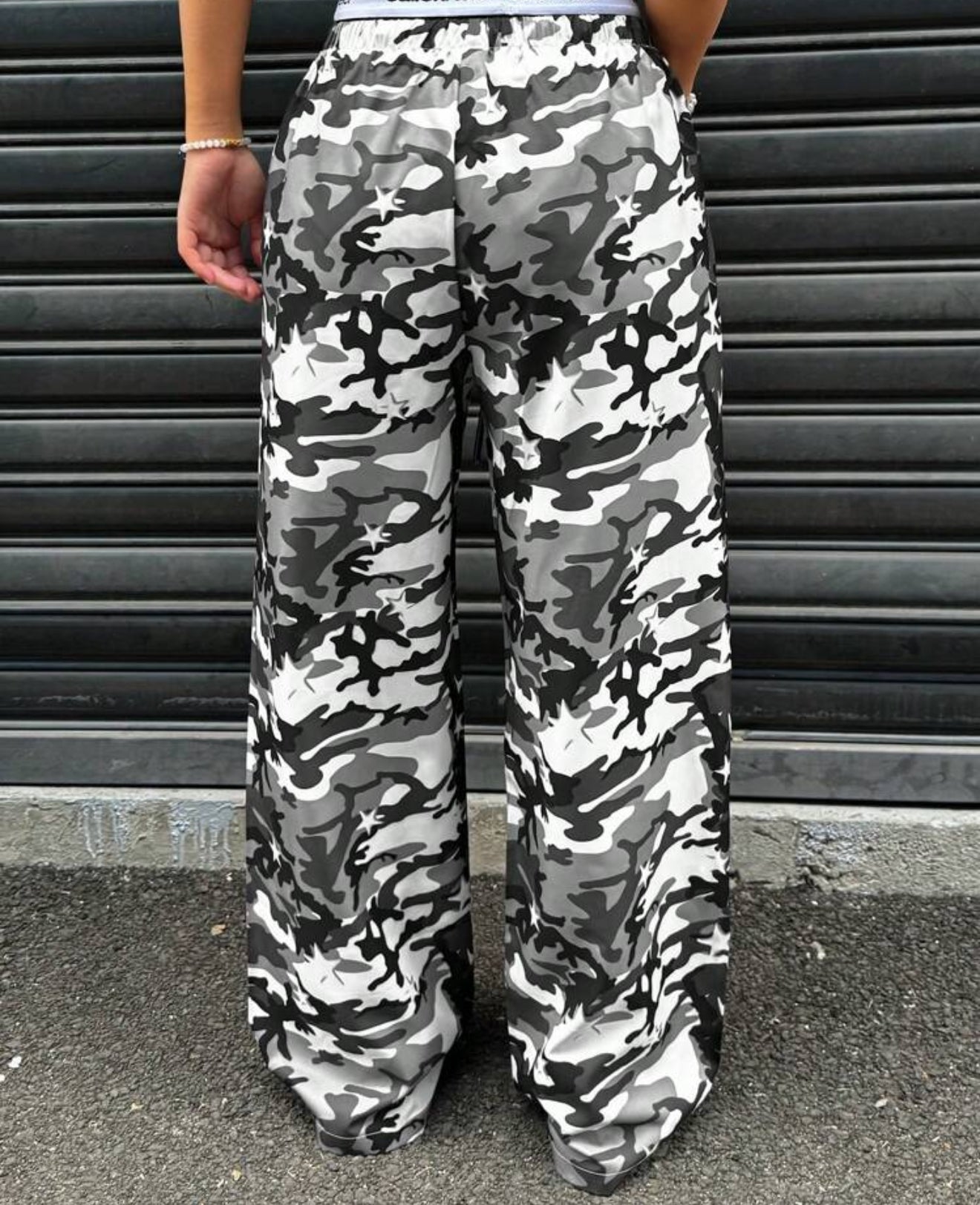 Women's Casual Camouflage Waist Wide Leg Pants