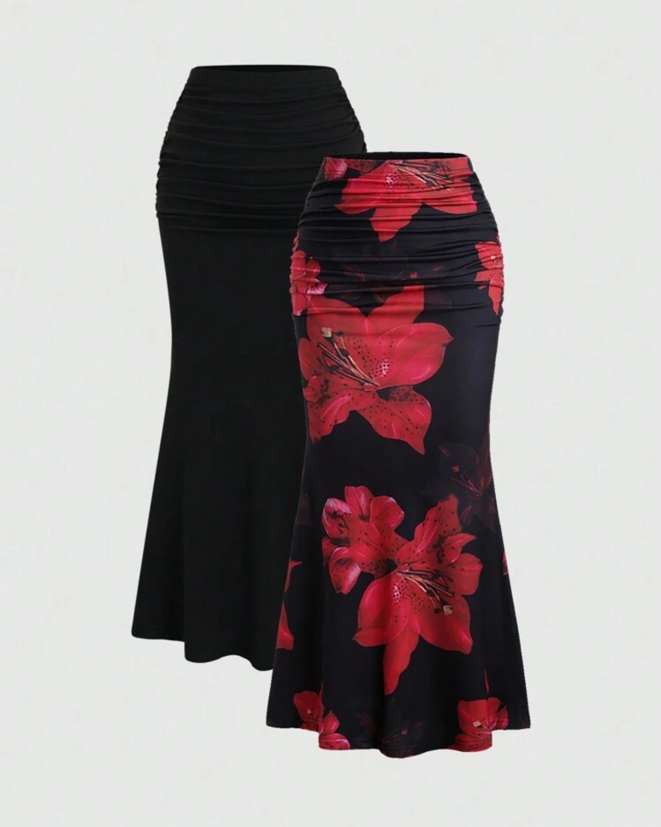 2pcs Women's Set Elegant Party Solid Color Mermaid Skirt