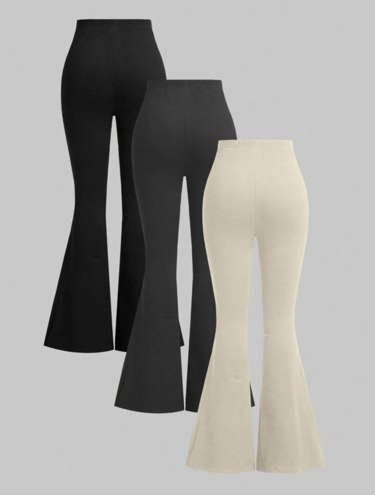 3pcs Elegant Elastic Waist Flared Leg Formal Pants Suit For Women