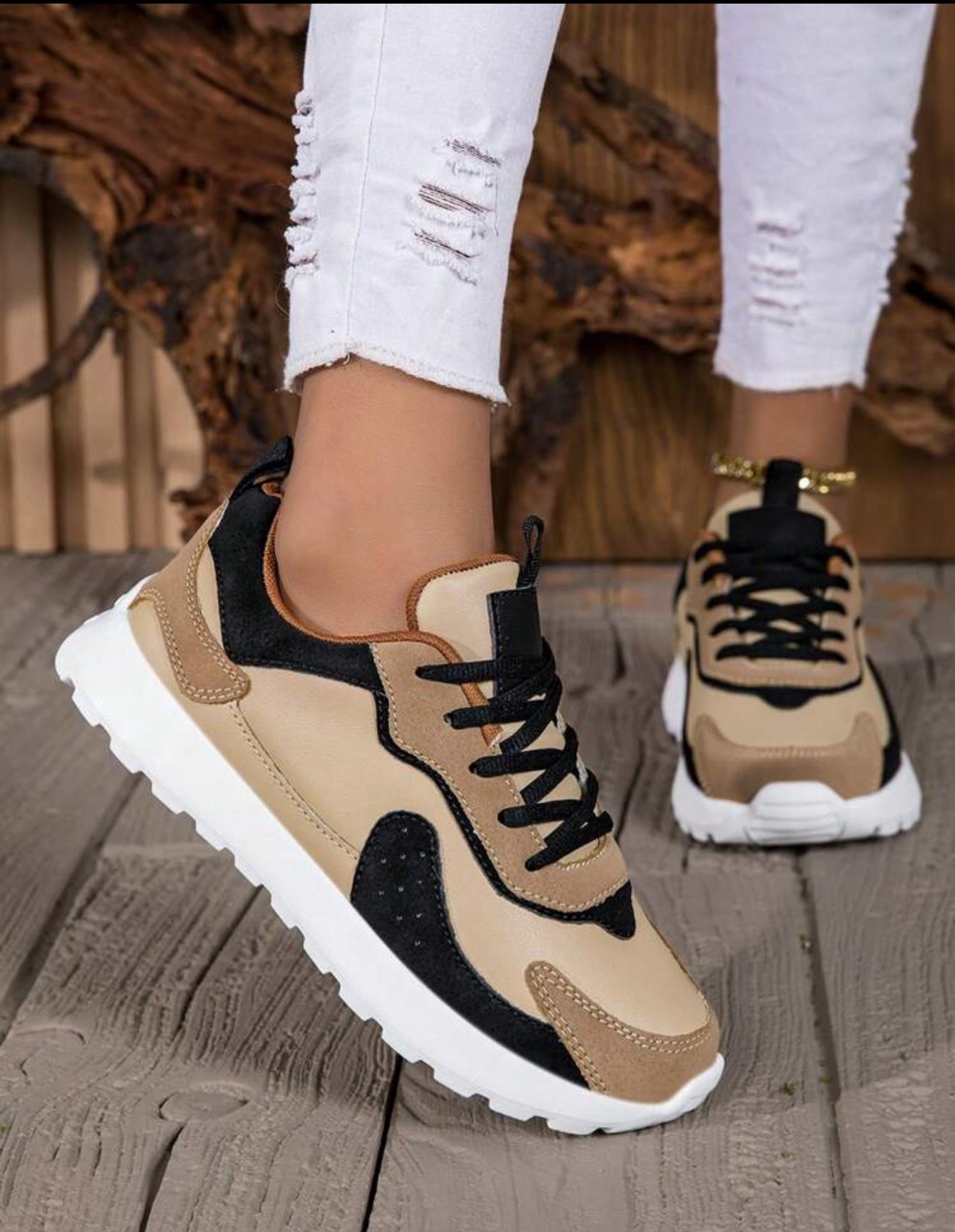 Women's Colorblock Casual Sports Sneakers, Lace-Up Soft Sole Thick Bottom Casual Shoes, Low-Top Comfortable Walking Shoes