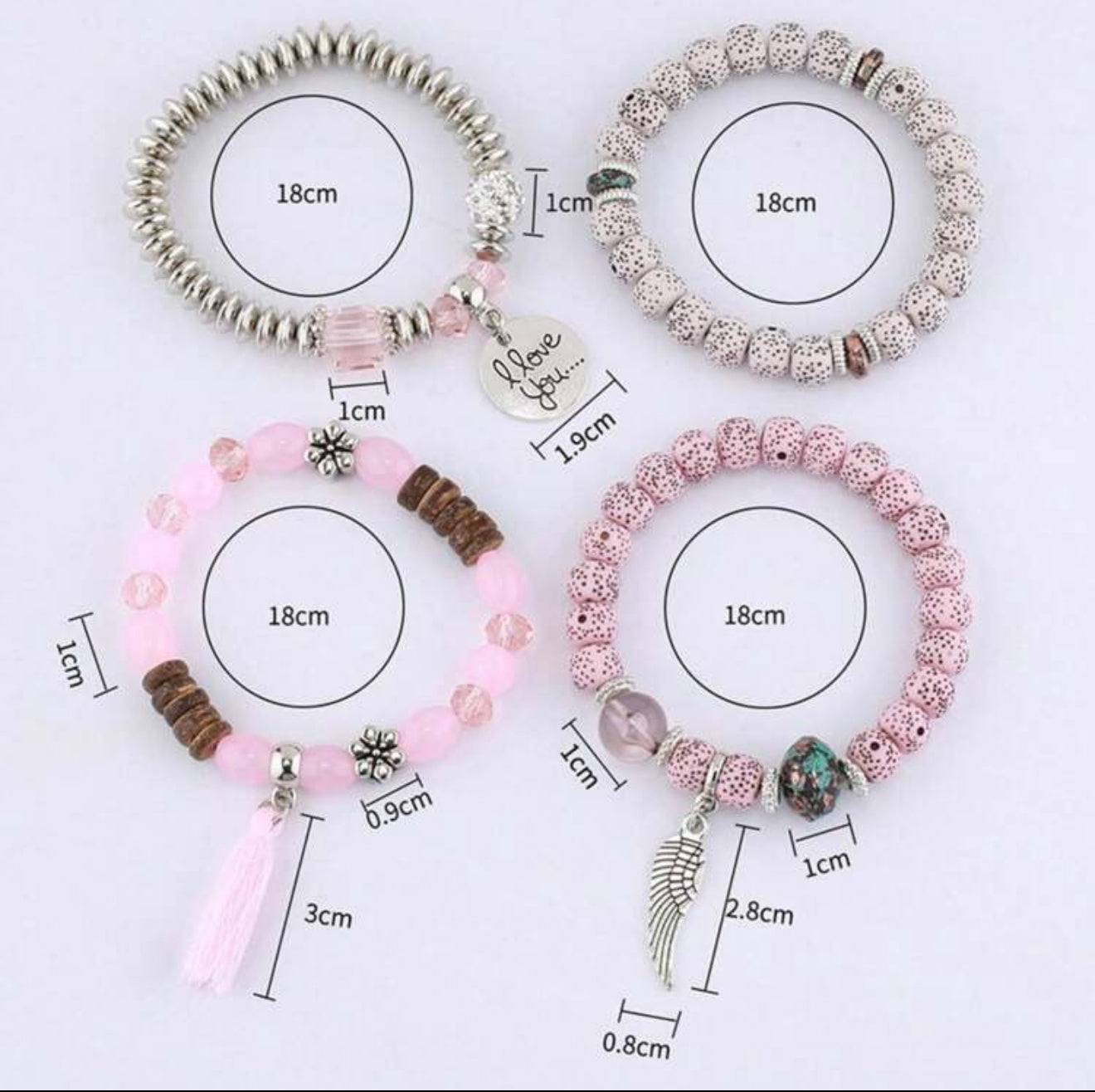 4pcs/Set Multi-Layer Tassel Beaded Charm Bracelet With Wing Decor