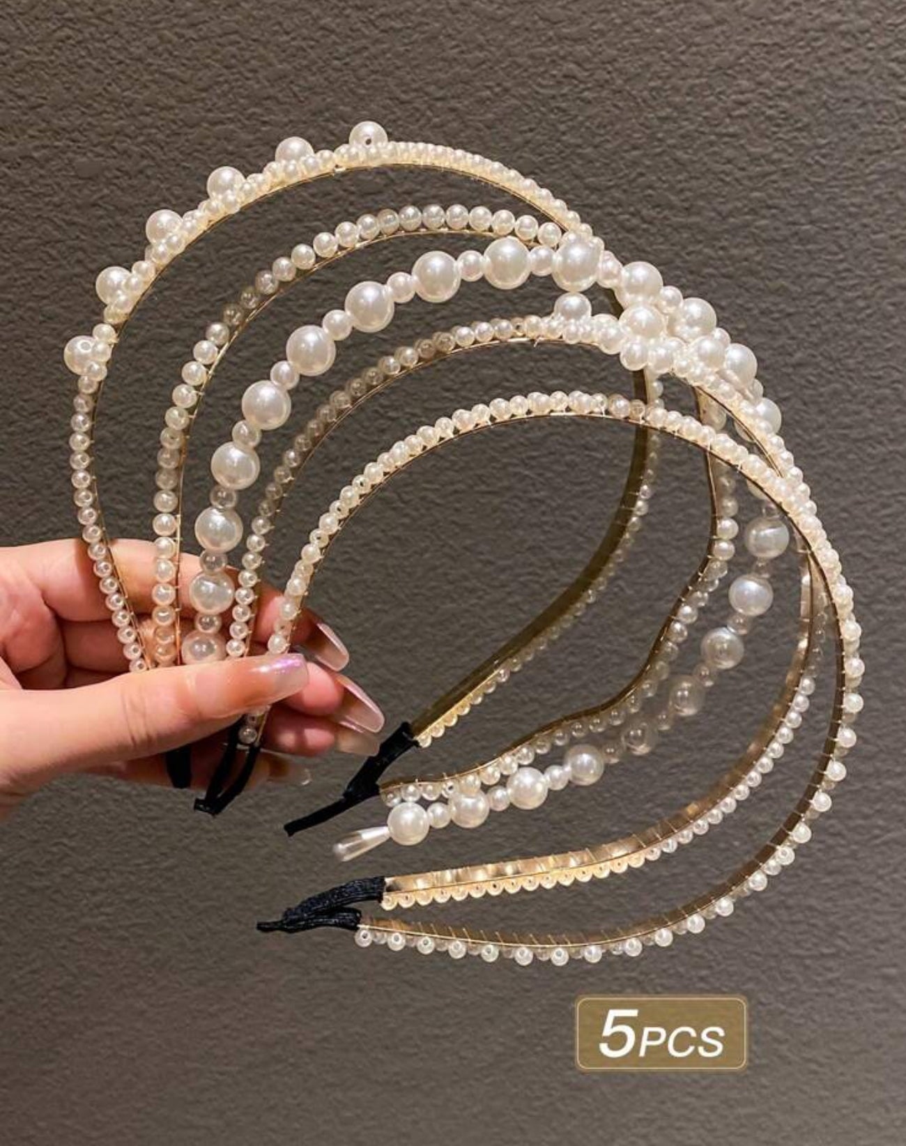 5pcs Women's Faux Pearl Side Headband Elegant Tiaras,Hairband,Hair Hoop,Hair Accessories Headbands