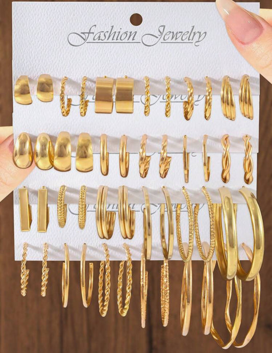 12pcs Bohemian Style Women Metal Earrings Se