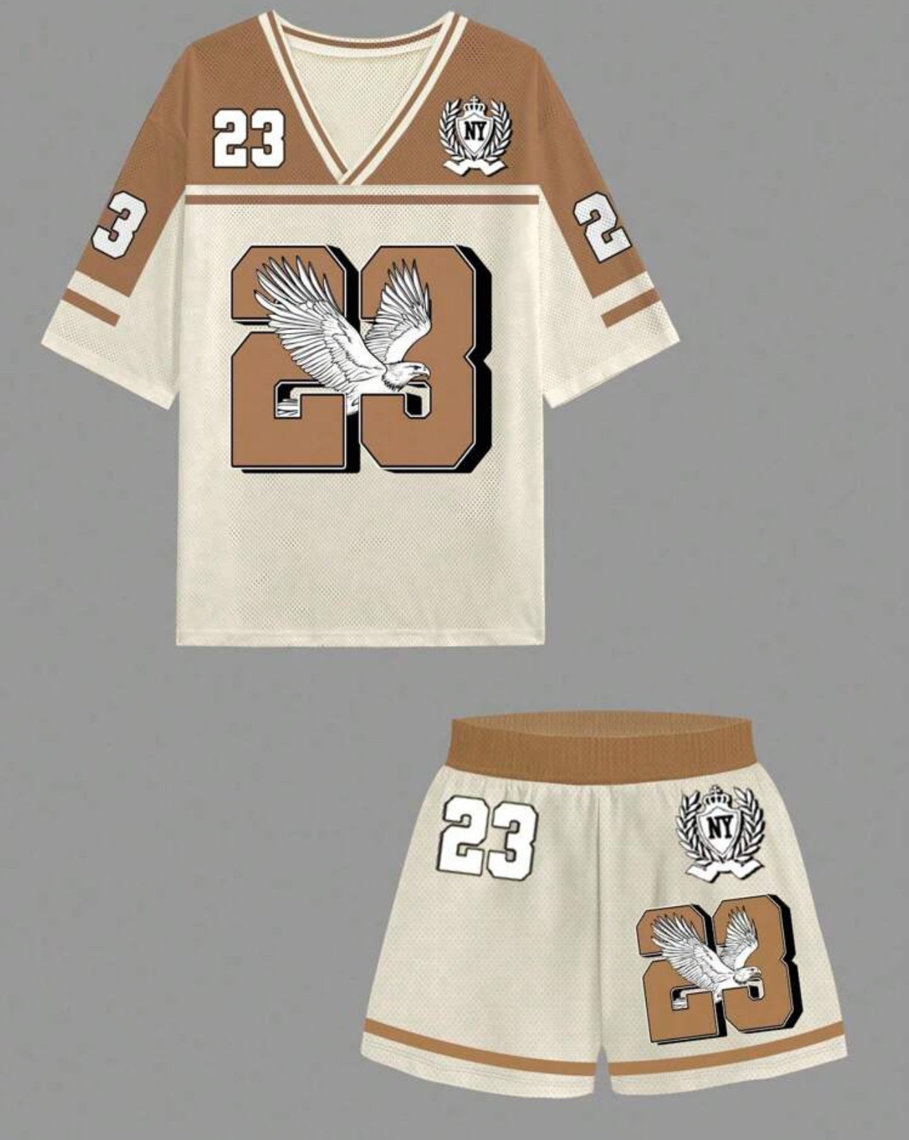 V-Neck Loose T-Shirt &amp; Shorts Set Jersey & nbsp;Rave Outfits
