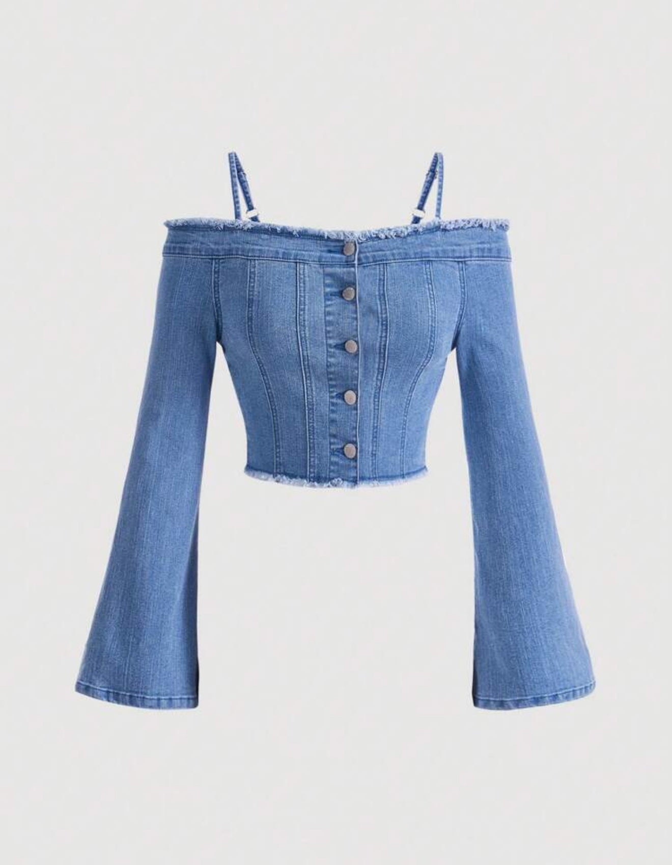 Women's Casual Denim Long Sleeve Blouse, Blue