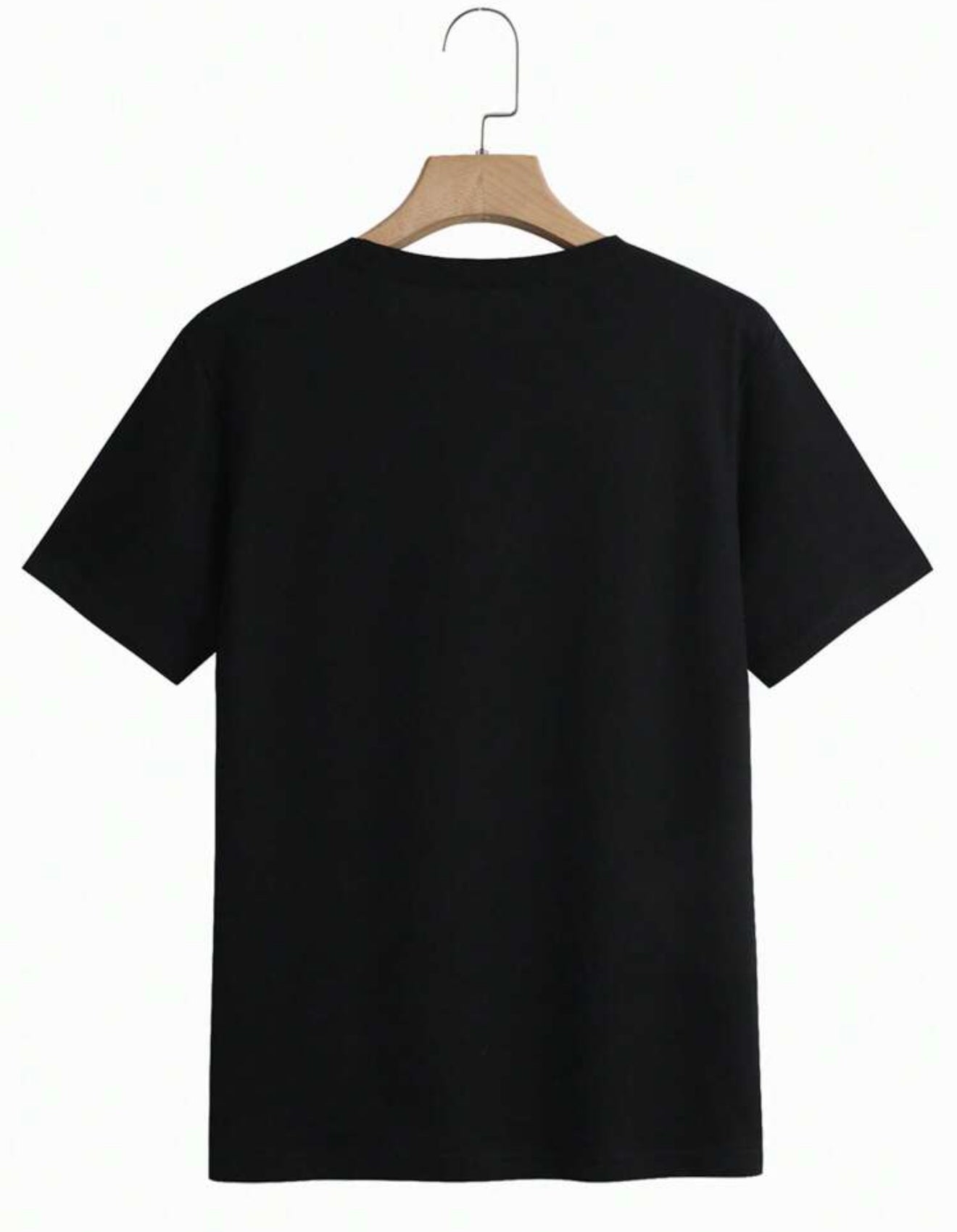 black t-shirt features a detailed cat illustration