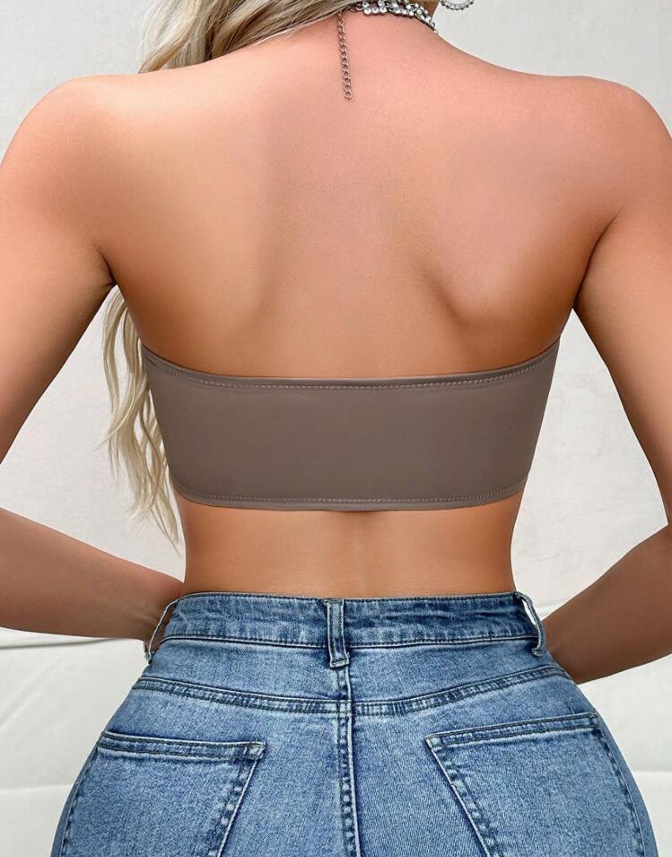 2 padded bras (navy blue and brown)