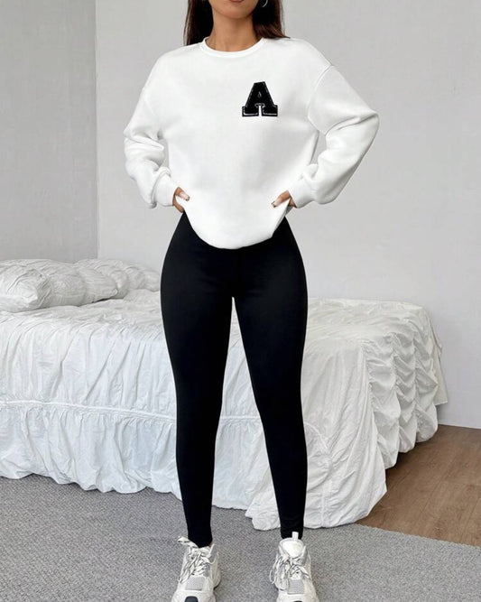 2 pcs/set  white sweatshit & legging set