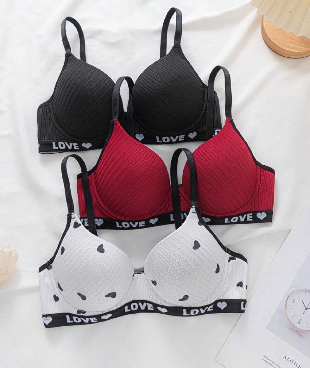3 pcs Padded Plunge Bra