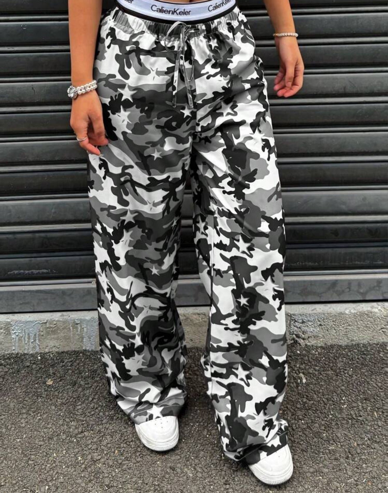 Women's Casual Camouflage Waist Wide Leg Pants