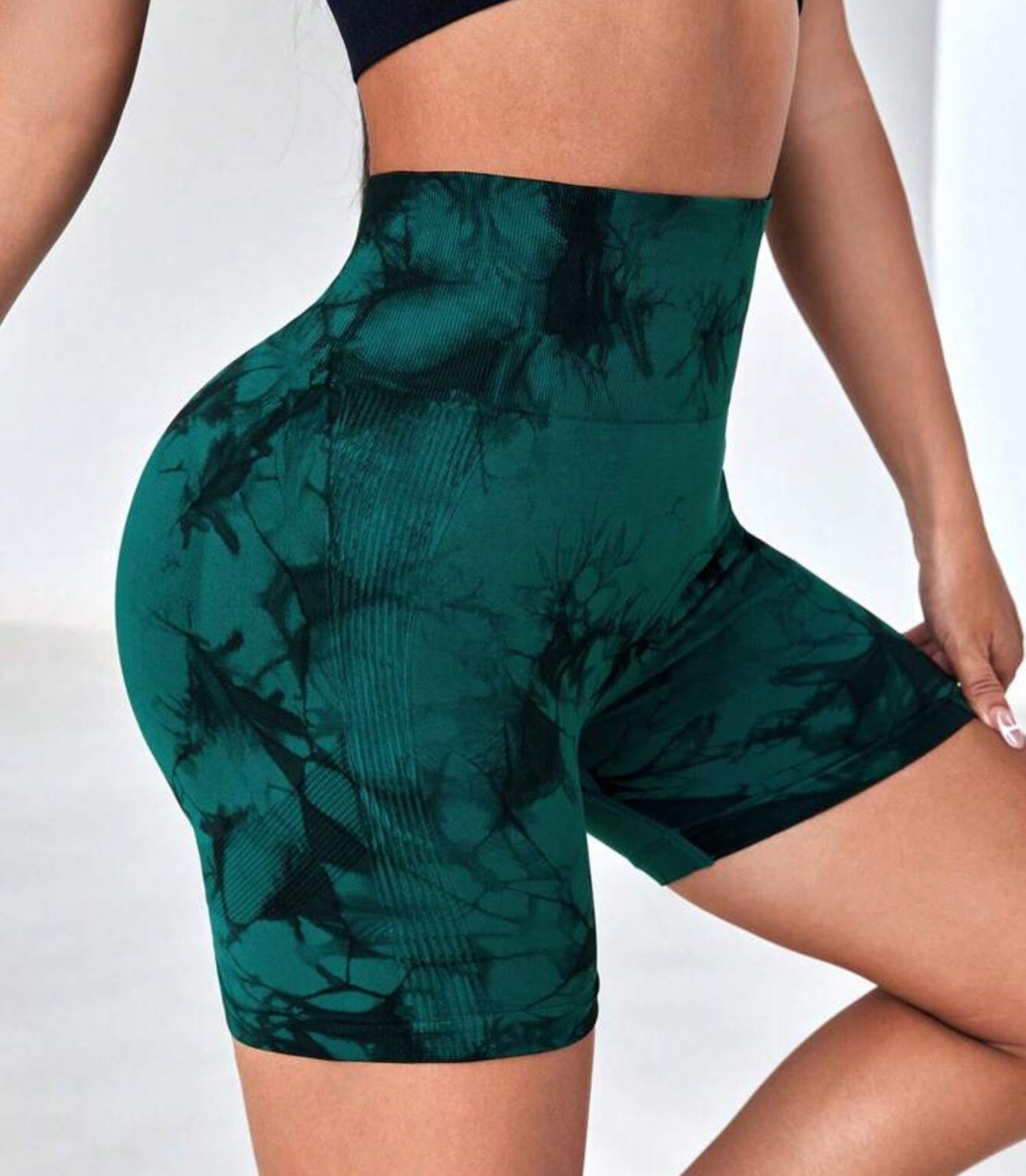 3pcs Tie Dye Wideband Waist Sports Shorts Stretchy ShortsWomen