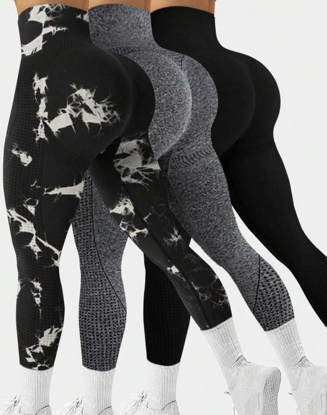 3pcs/Set Women High Waist Seamless Yoga Pants