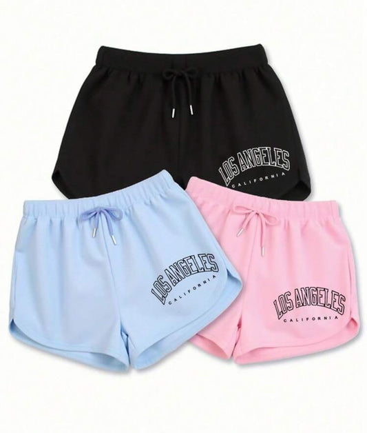 Women's Summer Casual Letter Printed Drawstring Waist Shorts