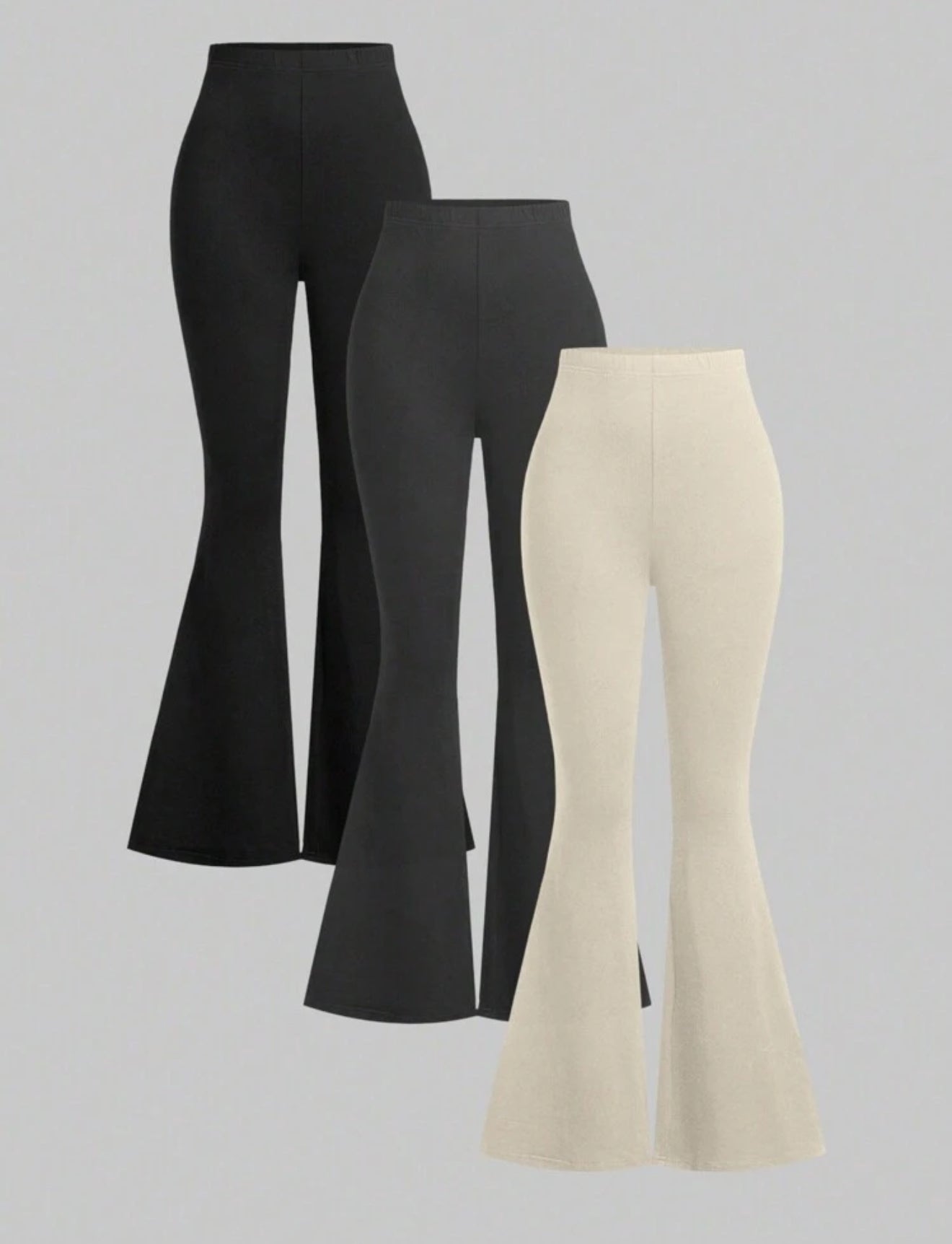 3pcs Elegant Elastic Waist Flared Leg Formal Pants Suit For Women