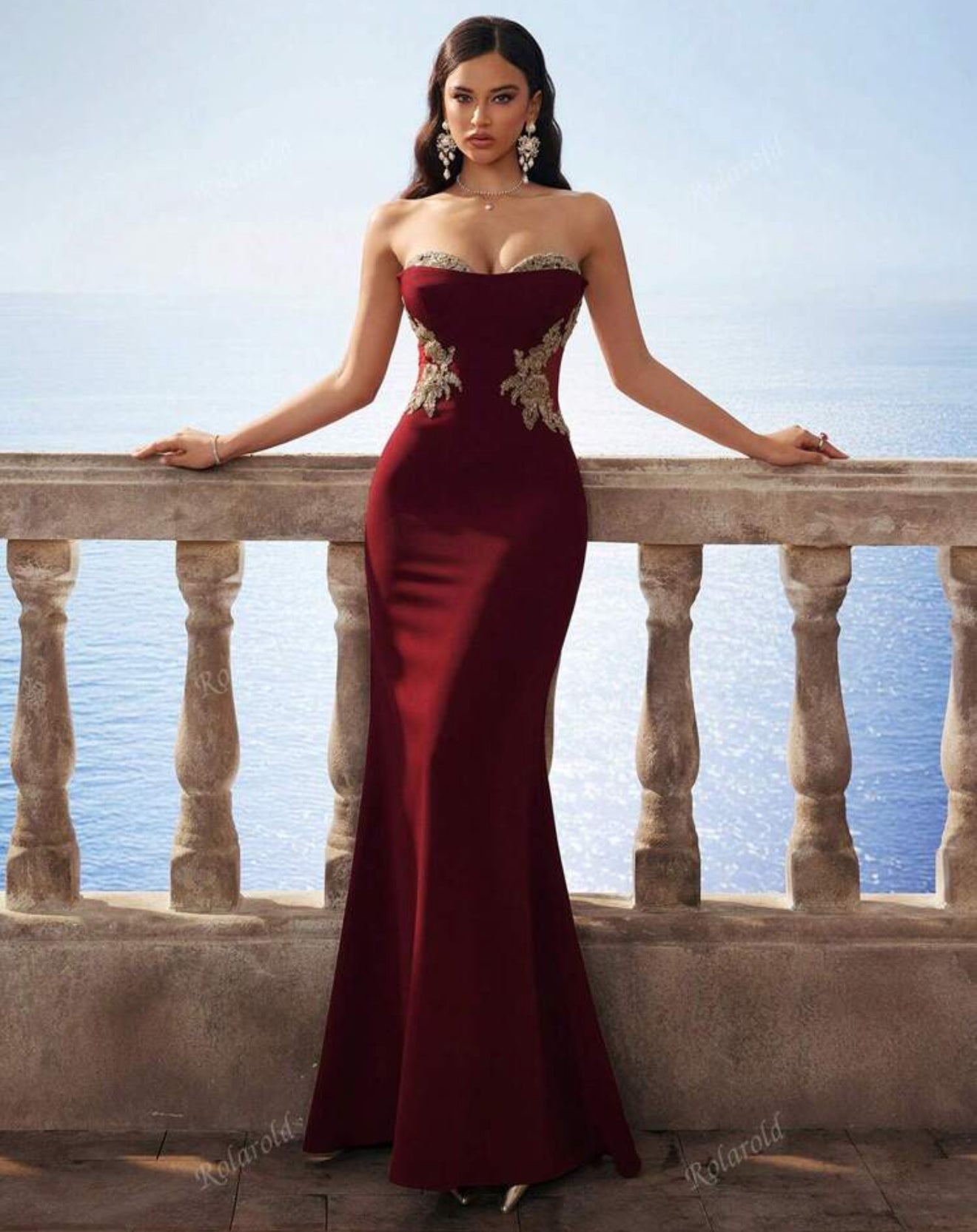 Noble Elegant Wine Red Off-Shoulder Sexy Mermaid Dress