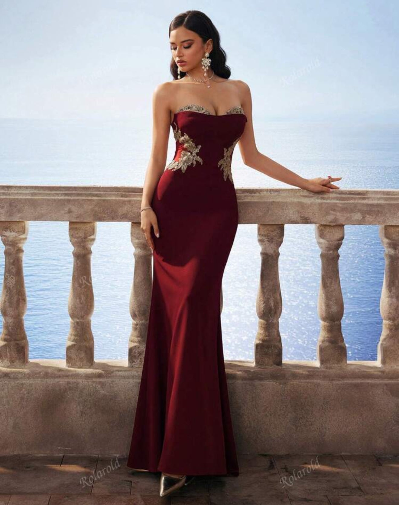 Noble Elegant Wine Red Off-Shoulder Sexy Mermaid Dress