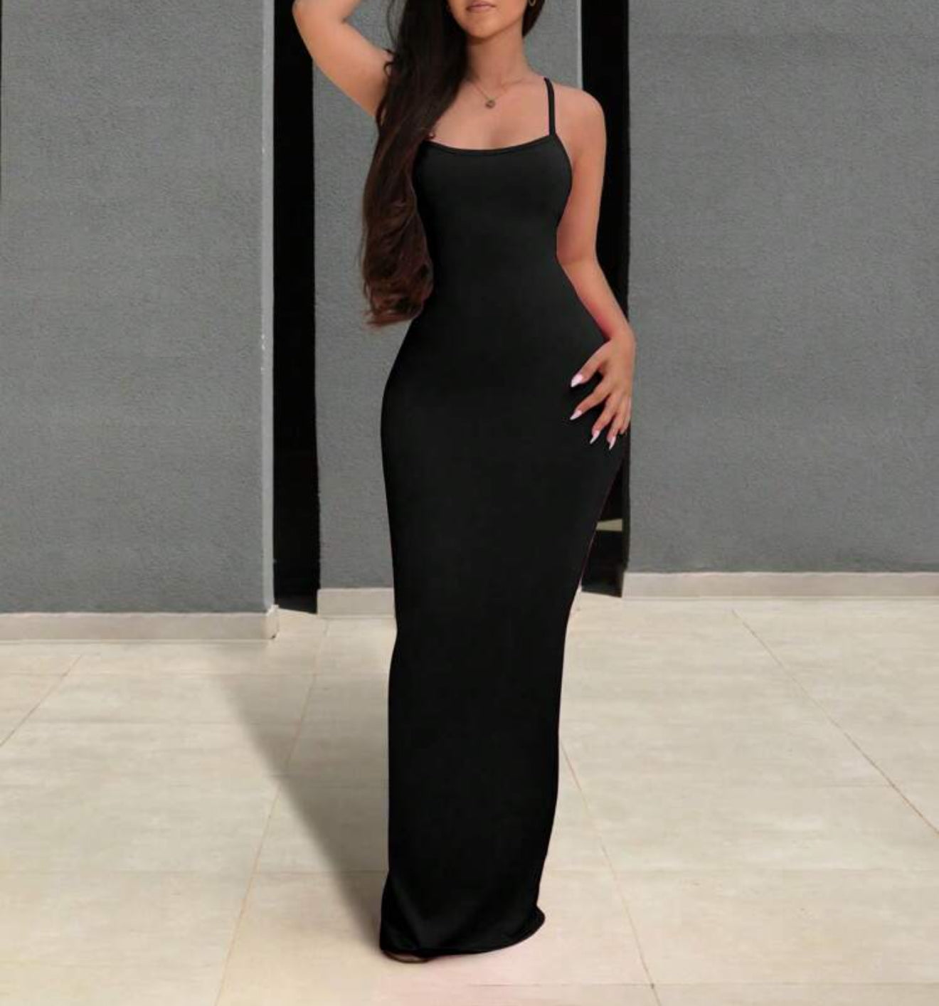 Women Solid Color Spaghetti Strap Backless Sleeveless Dress