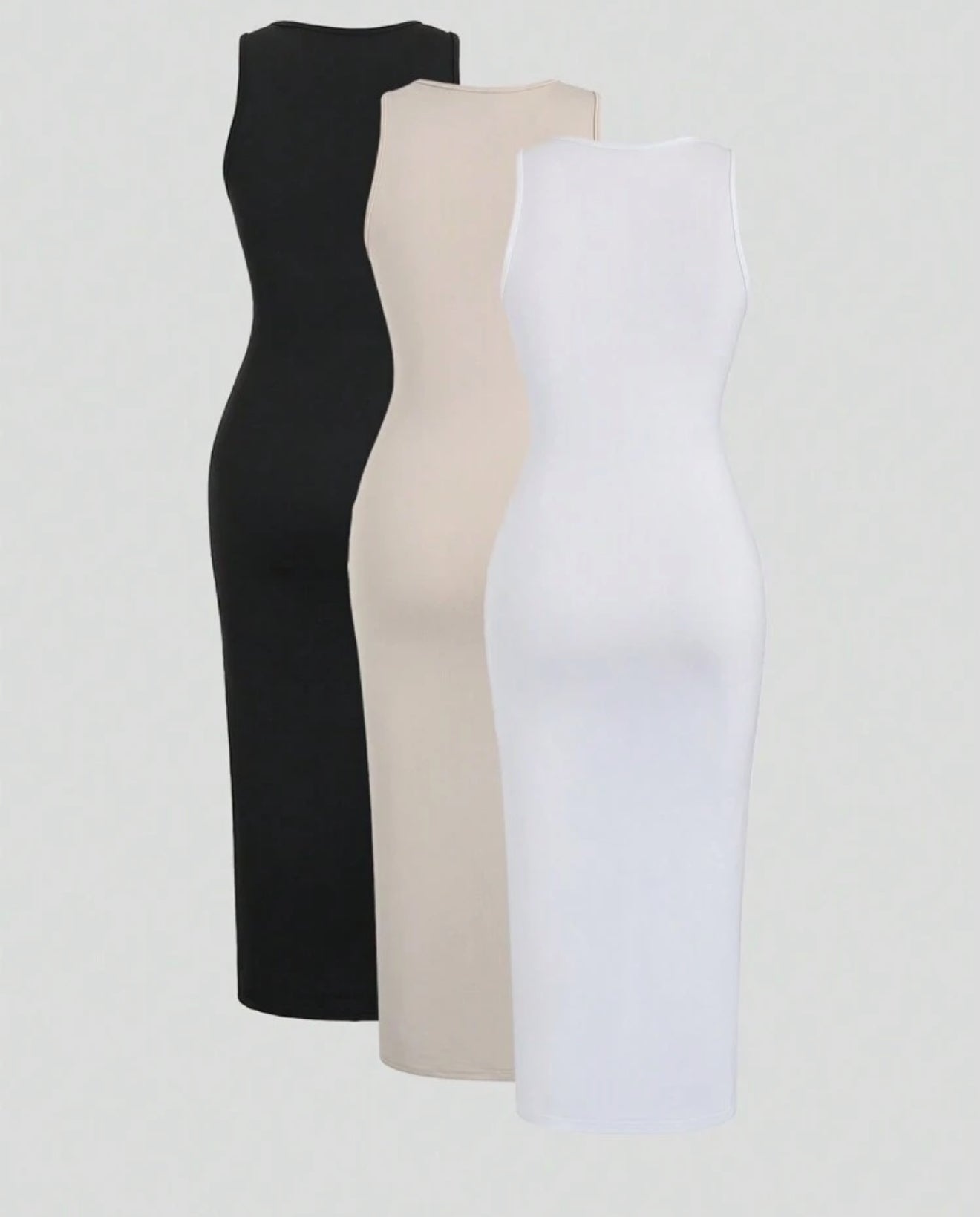 3 pcs Slim Fit Sleeveless Ruched Vest Dress Set&nbsp;