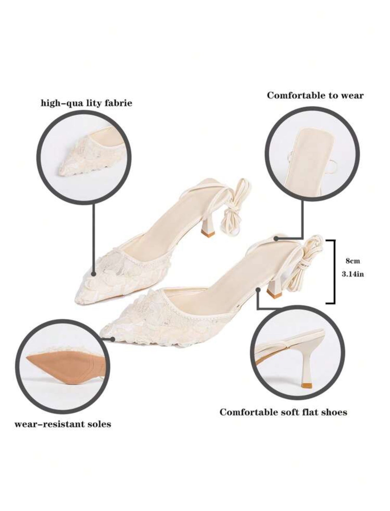 High Heel Closed Toe Flower Decor Lace-Up Sandals
