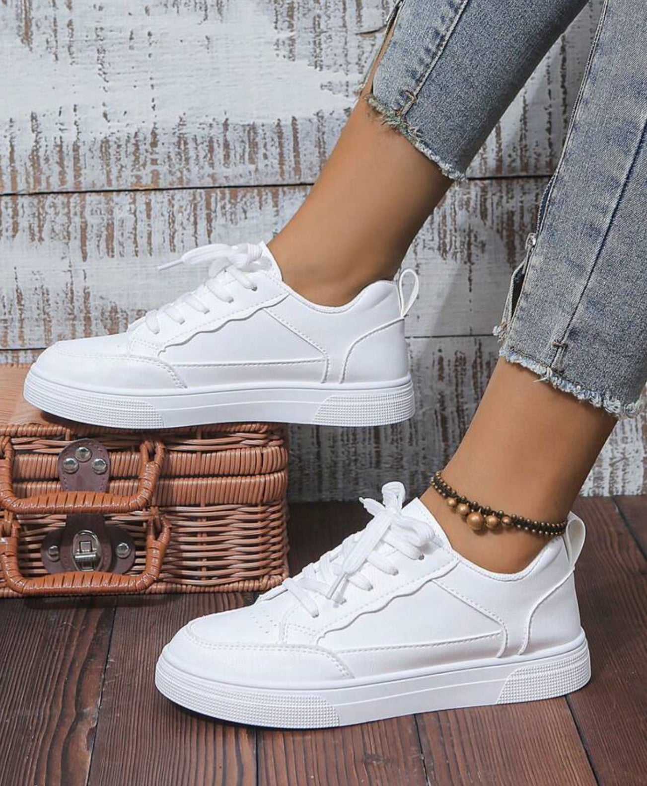 Women White Sneakers Spring Autumn Sport Running Shoes Casual Lace Up Flat Skid-Proof Shoes