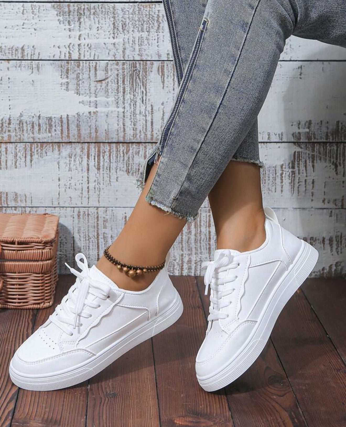 Women White Sneakers Spring Autumn Sport Running Shoes Casual Lace Up Flat Skid-Proof Shoes