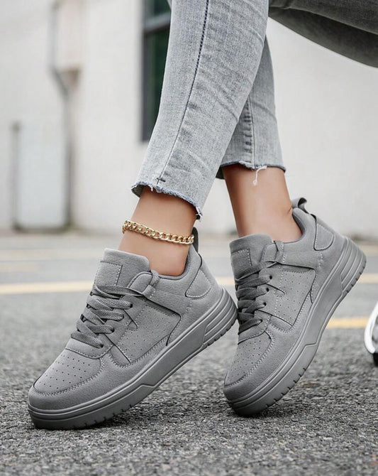 Women Simple Patchwork Comfortable Casual Shoes, Personalized Fashion Business Lace-Up Skateboard Shoes