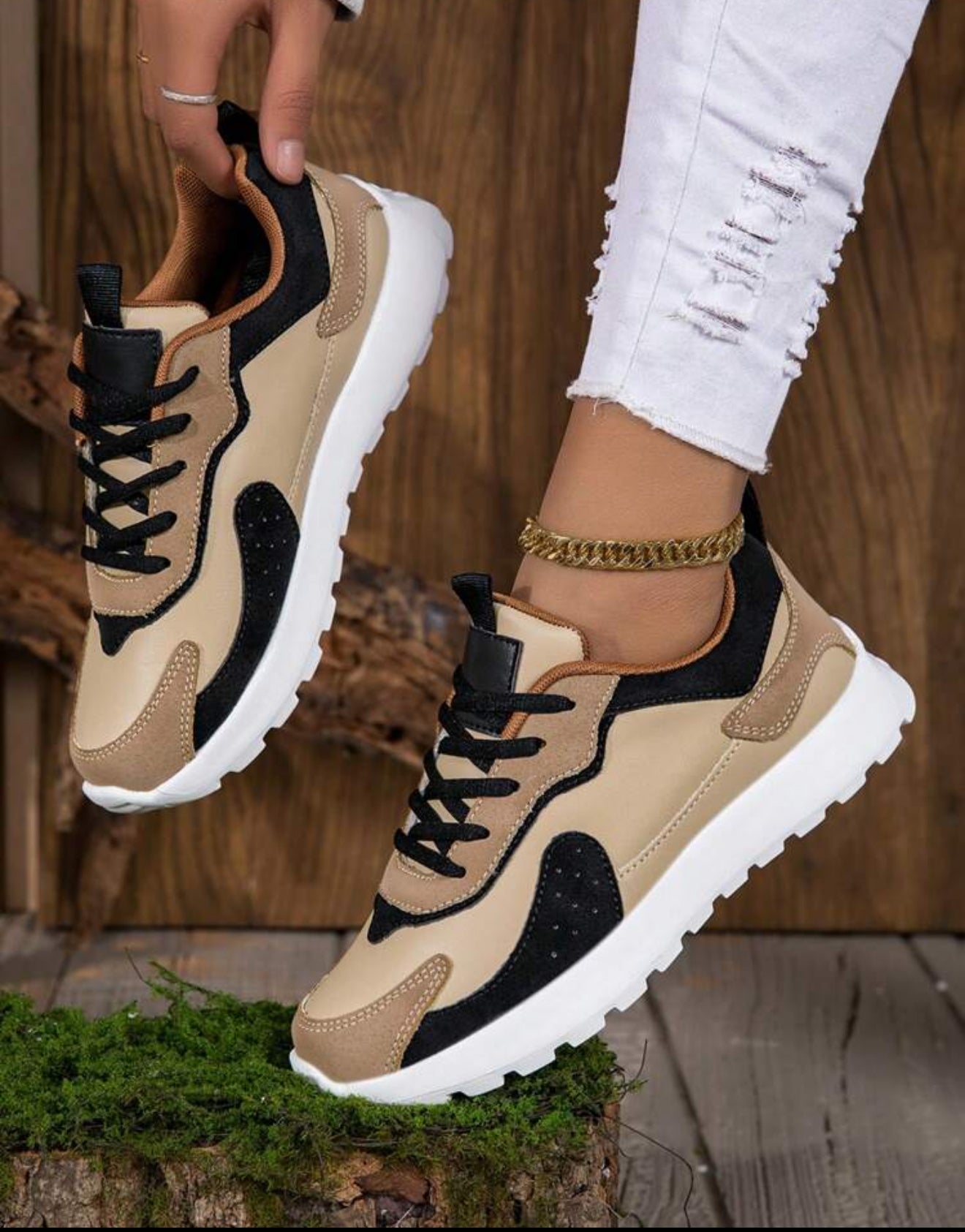 Women's Colorblock Casual Sports Sneakers, Lace-Up Soft Sole Thick Bottom Casual Shoes, Low-Top Comfortable Walking Shoes