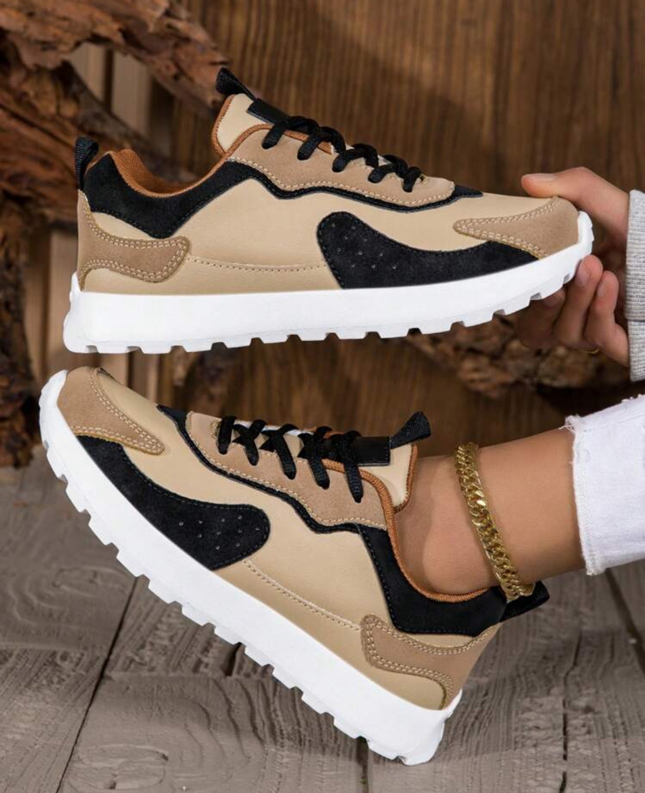 Women's Colorblock Casual Sports Sneakers, Lace-Up Soft Sole Thick Bottom Casual Shoes, Low-Top Comfortable Walking Shoes