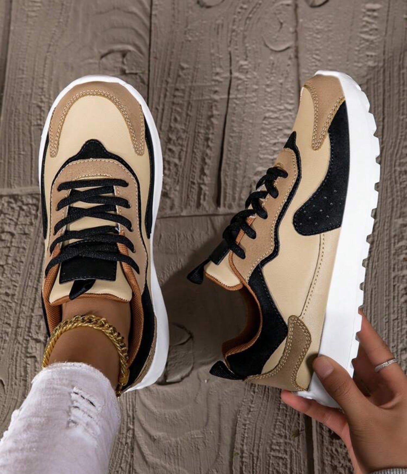 Women's Colorblock Casual Sports Sneakers, Lace-Up Soft Sole Thick Bottom Casual Shoes, Low-Top Comfortable Walking Shoes