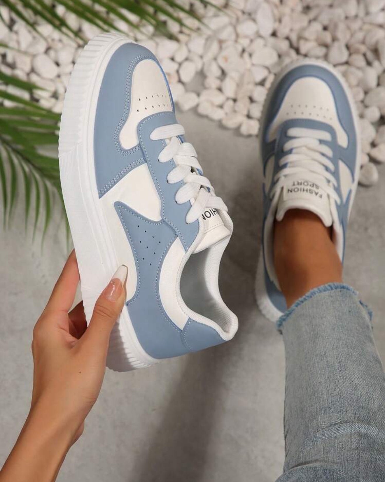 Women's Colorblock Platform Sneakers, Lace-Up, Low-Top, Outdoor, Skateboarding Shoes, Student Shoes, Easy-Clean PU Leather, Walking & Running, Suitable For All Seasons