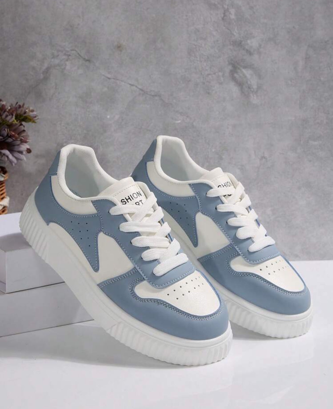 Women's Colorblock Platform Sneakers, Lace-Up, Low-Top, Outdoor, Skateboarding Shoes, Student Shoes, Easy-Clean PU Leather, Walking & Running, Suitable For All Seasons