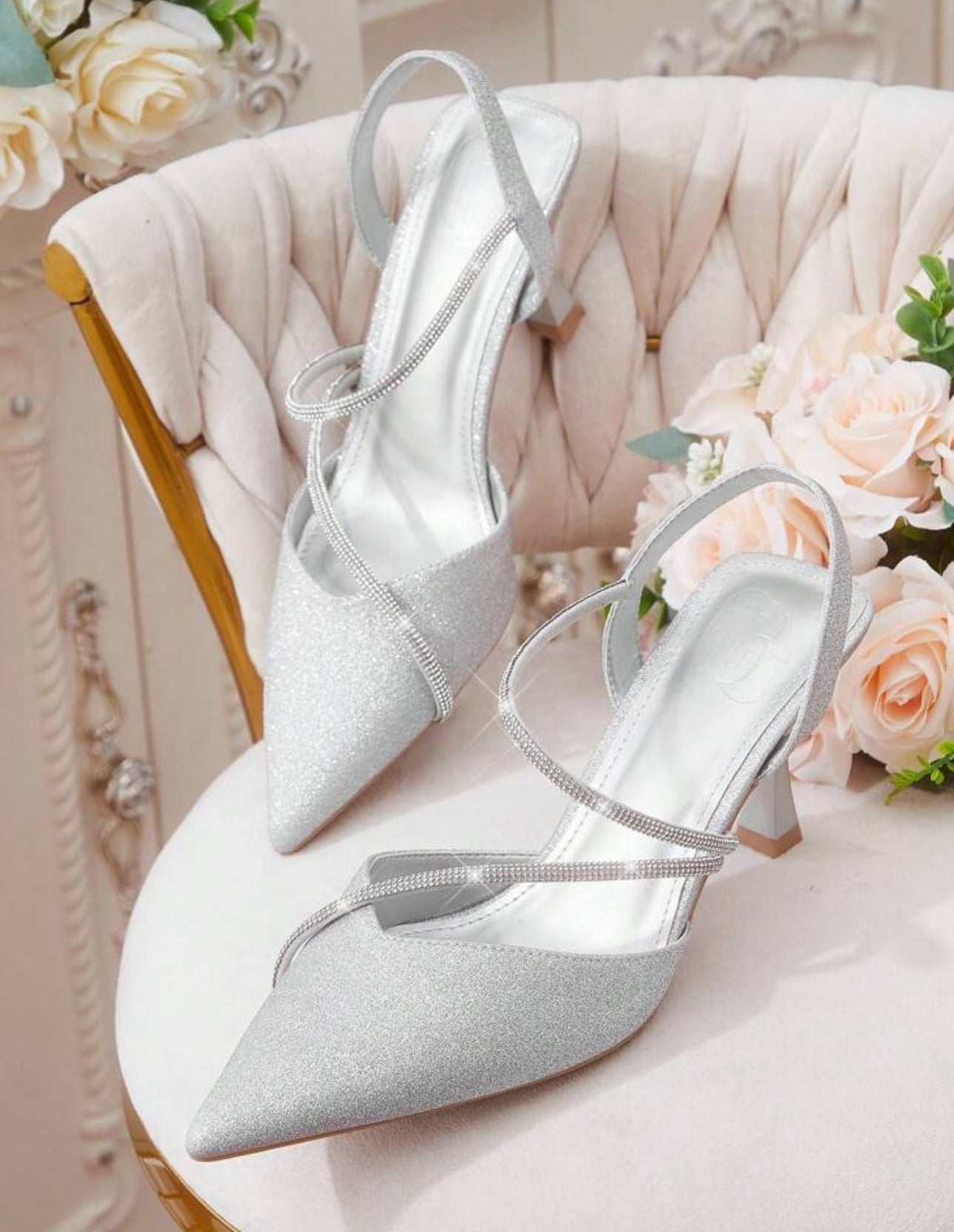 Rhinestone Decor Pointed Toe High Heel Shoes For Women, Match Well With Dress Spring Shoes Spring Break Easter Prom Heels