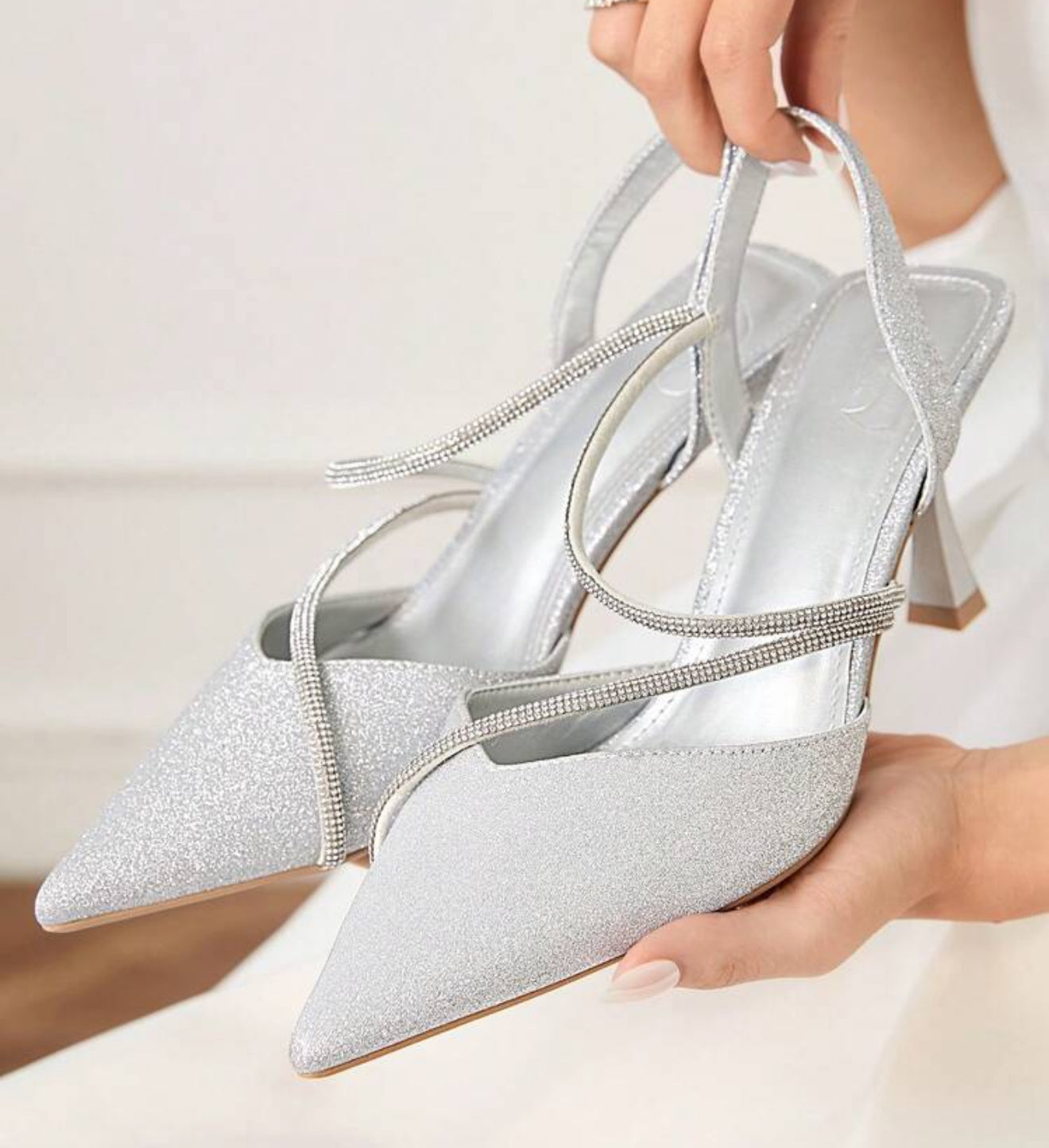 Rhinestone Decor Pointed Toe High Heel Shoes For Women, Match Well With Dress Spring Shoes Spring Break Easter Prom Heels