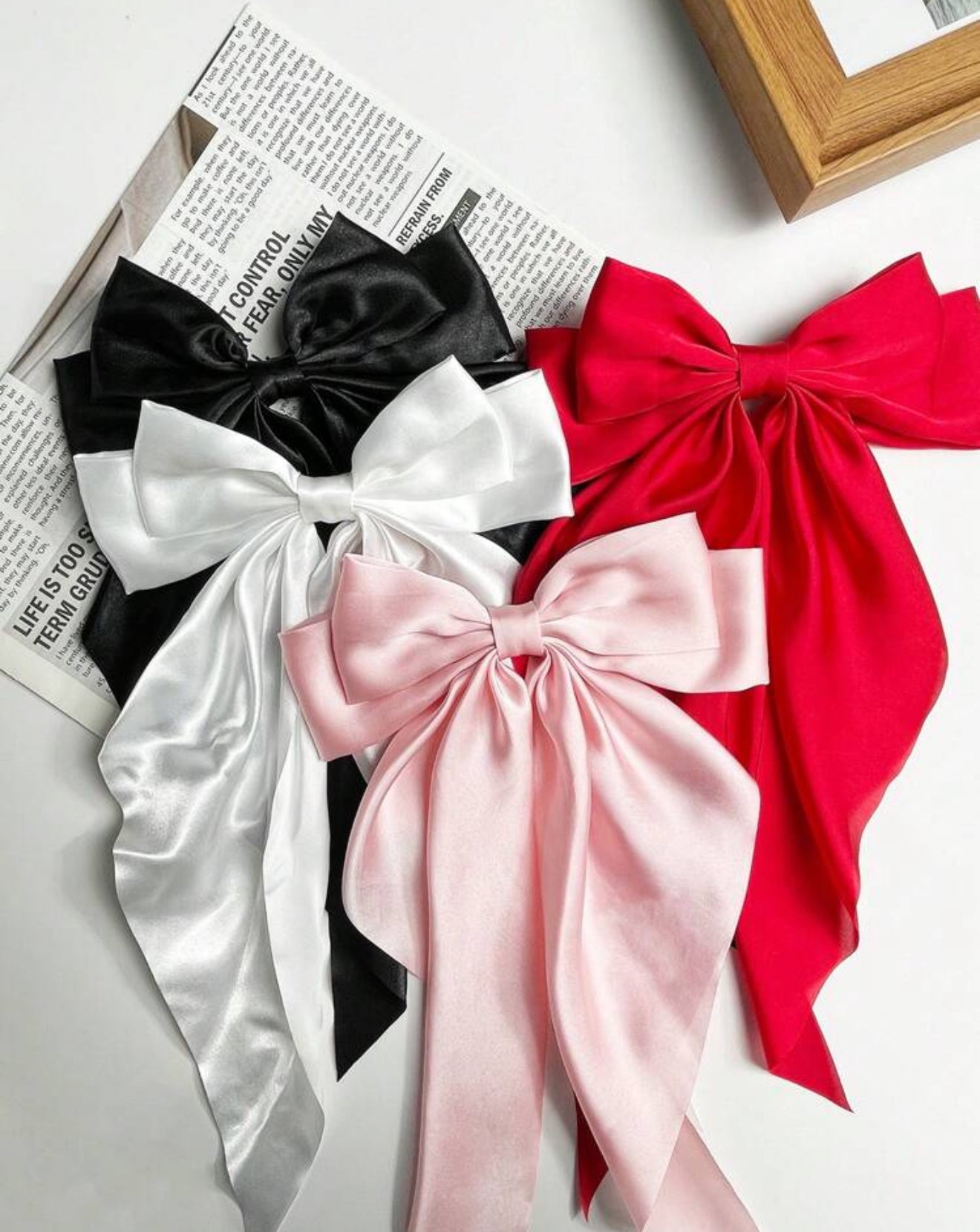4 Pcs Women's Bow Hairpins, Black Bow White Bow Burgundy Bow Pink Bow Hairpin