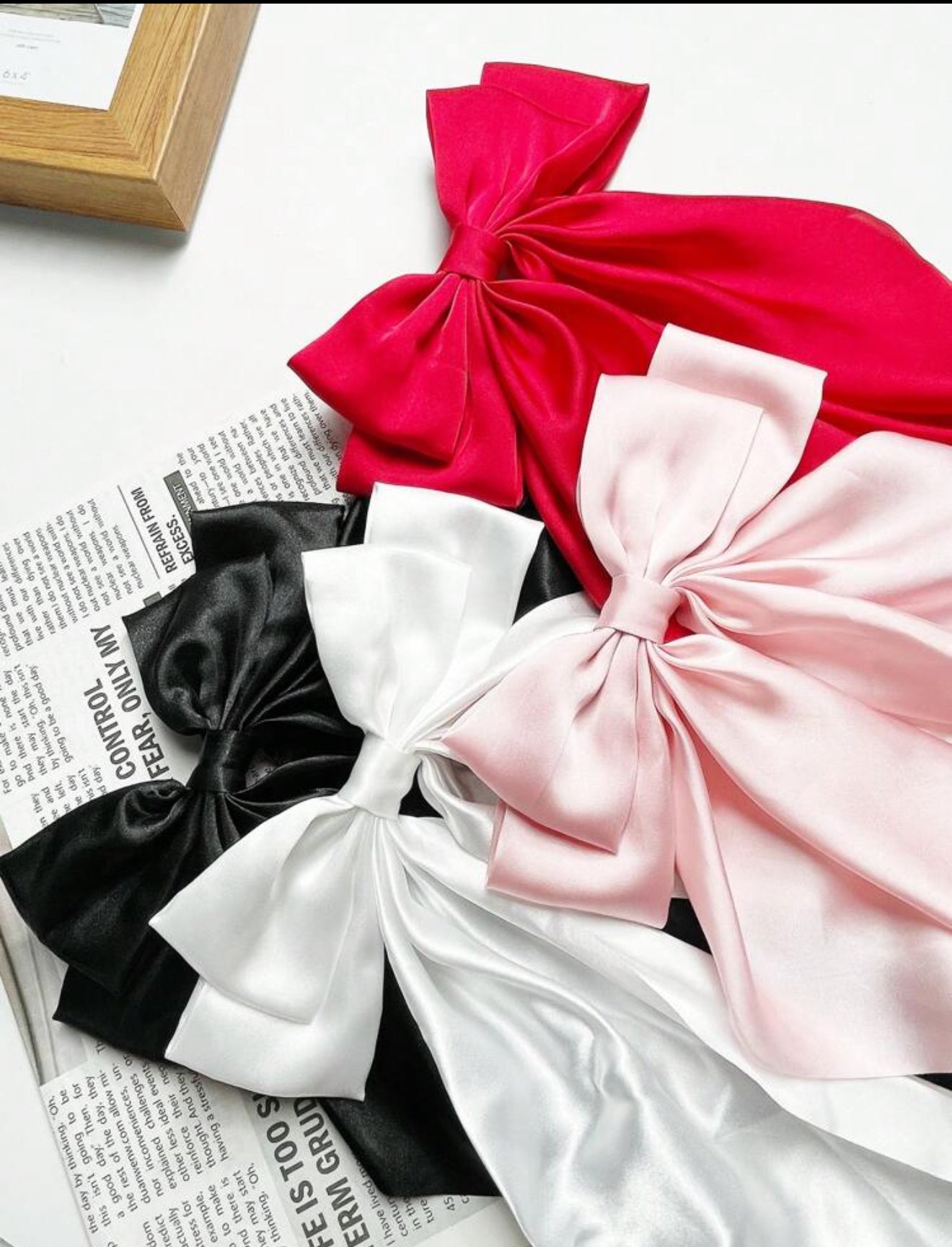 4 Pcs Women's Bow Hairpins, Black Bow White Bow Burgundy Bow Pink Bow Hairpin