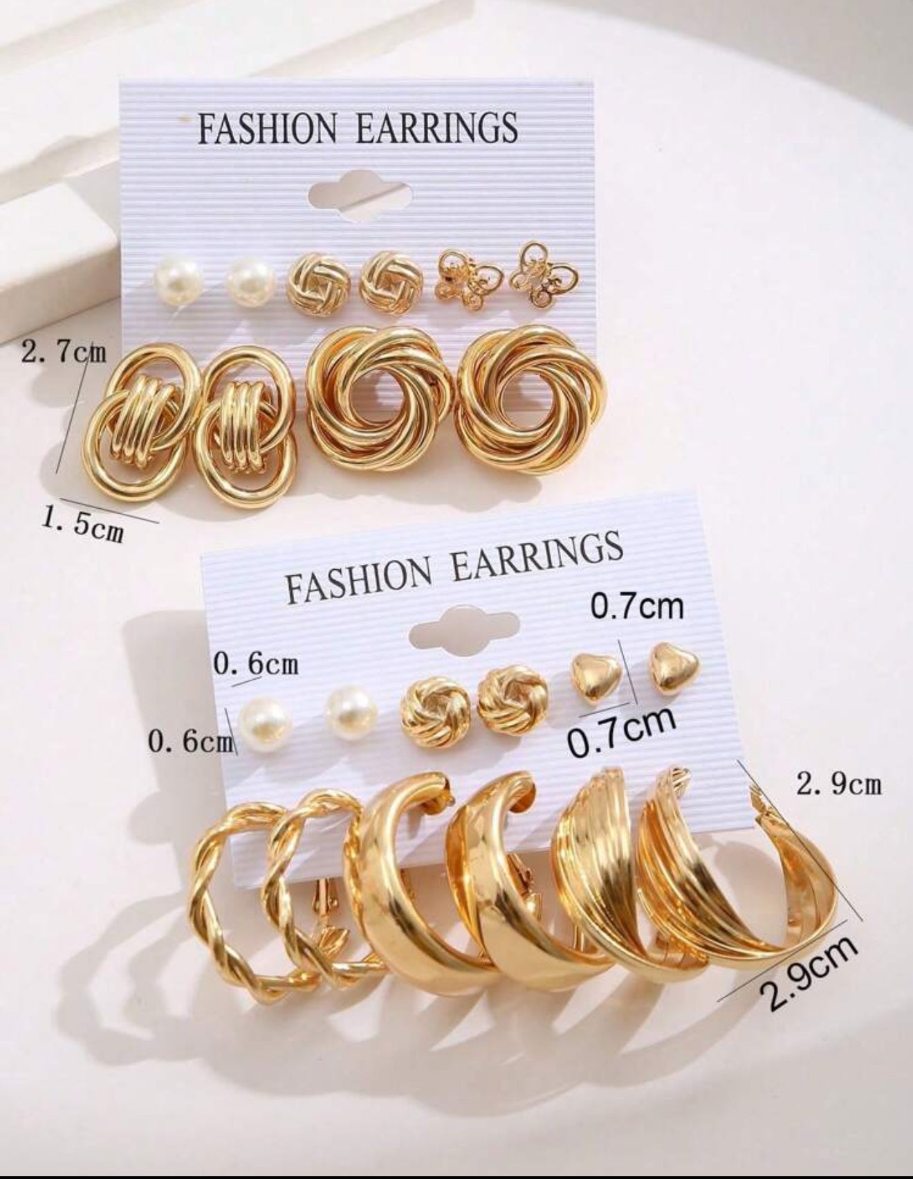 11pairs/Set Heart Shaped &amp; Faux Pearl Decor Geometric Circle Earrings