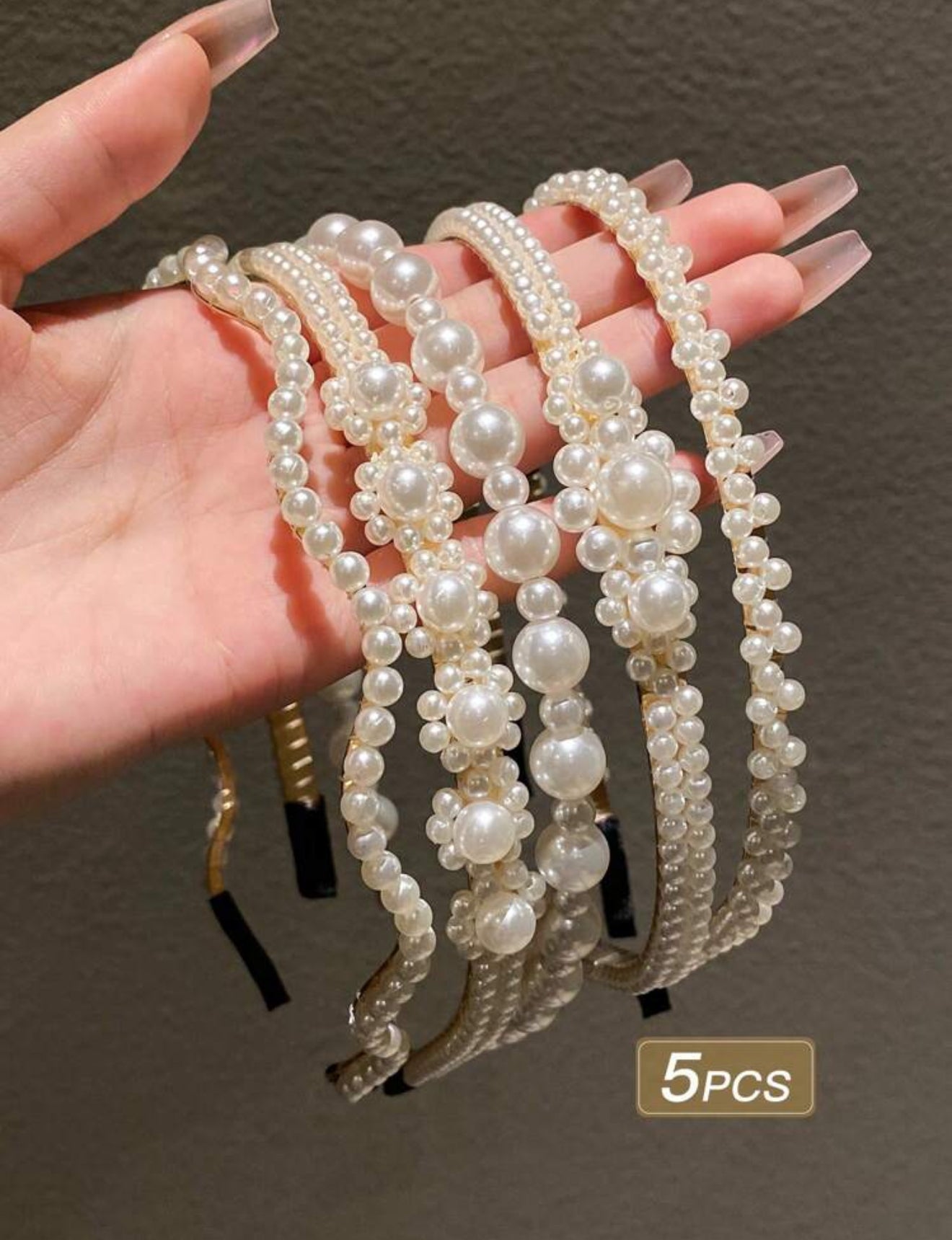 5pcs Women's Faux Pearl Side Headband Elegant Tiaras,Hairband,Hair Hoop,Hair Accessories Headbands