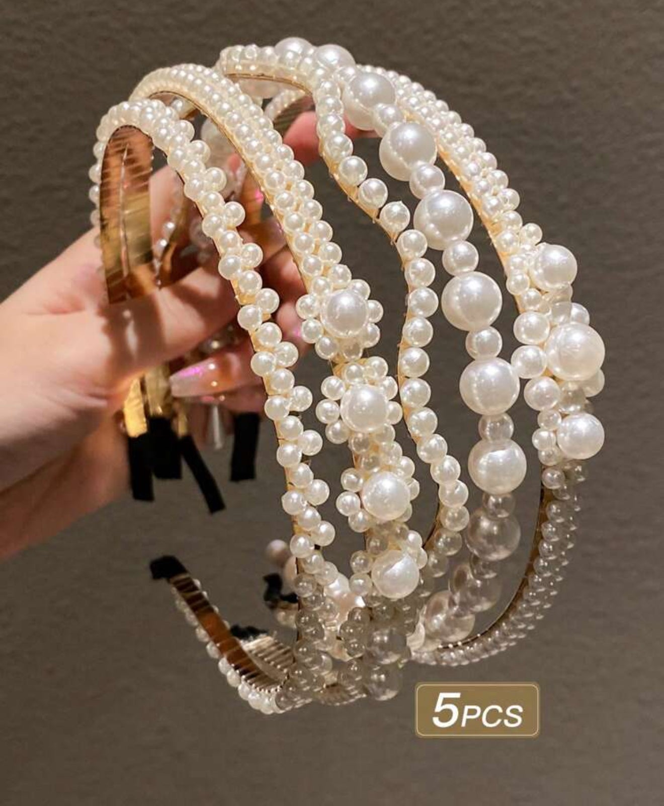 5pcs Women's Faux Pearl Side Headband Elegant Tiaras,Hairband,Hair Hoop,Hair Accessories Headbands