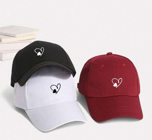 3pcs/Set Adjustable Heart Pattern Baseball Cap For Women