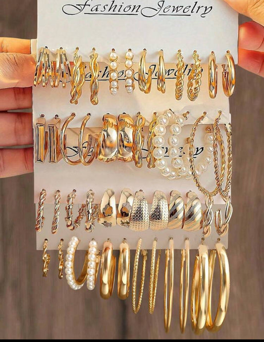 12pcs Bohemian Style Women Metal Earrings Se