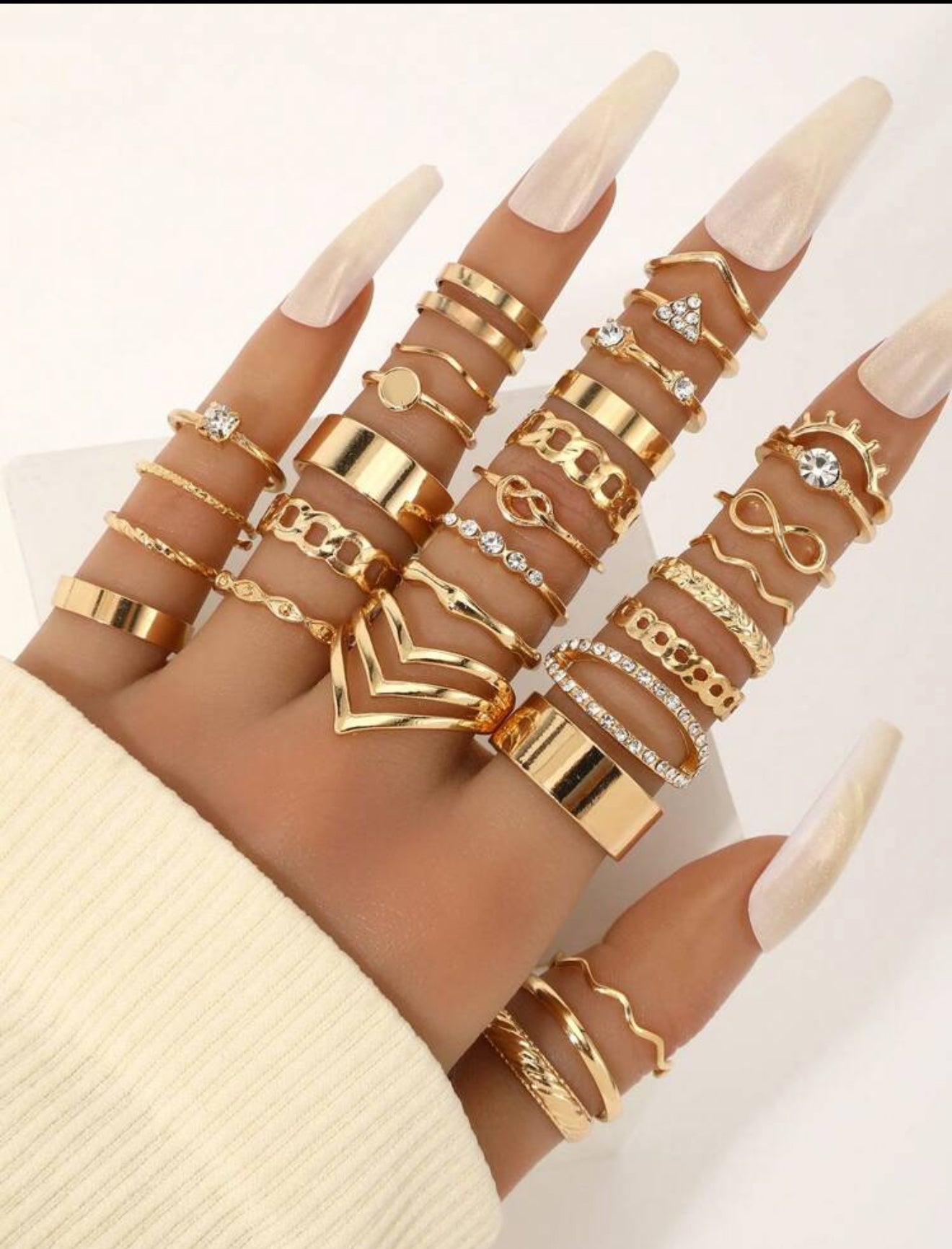 30 Pieces/Elegant Lady, Couple Ring, Fashion Simple Chain Design Inlaid Artificial Rhinestones