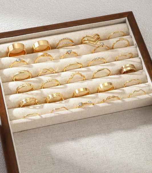 30 Pieces/Elegant Lady, Couple Ring, Fashion Simple Chain Design Inlaid Artificial Rhinestones