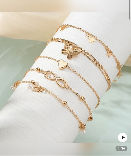 4pcs Women Fashion Anklets Set