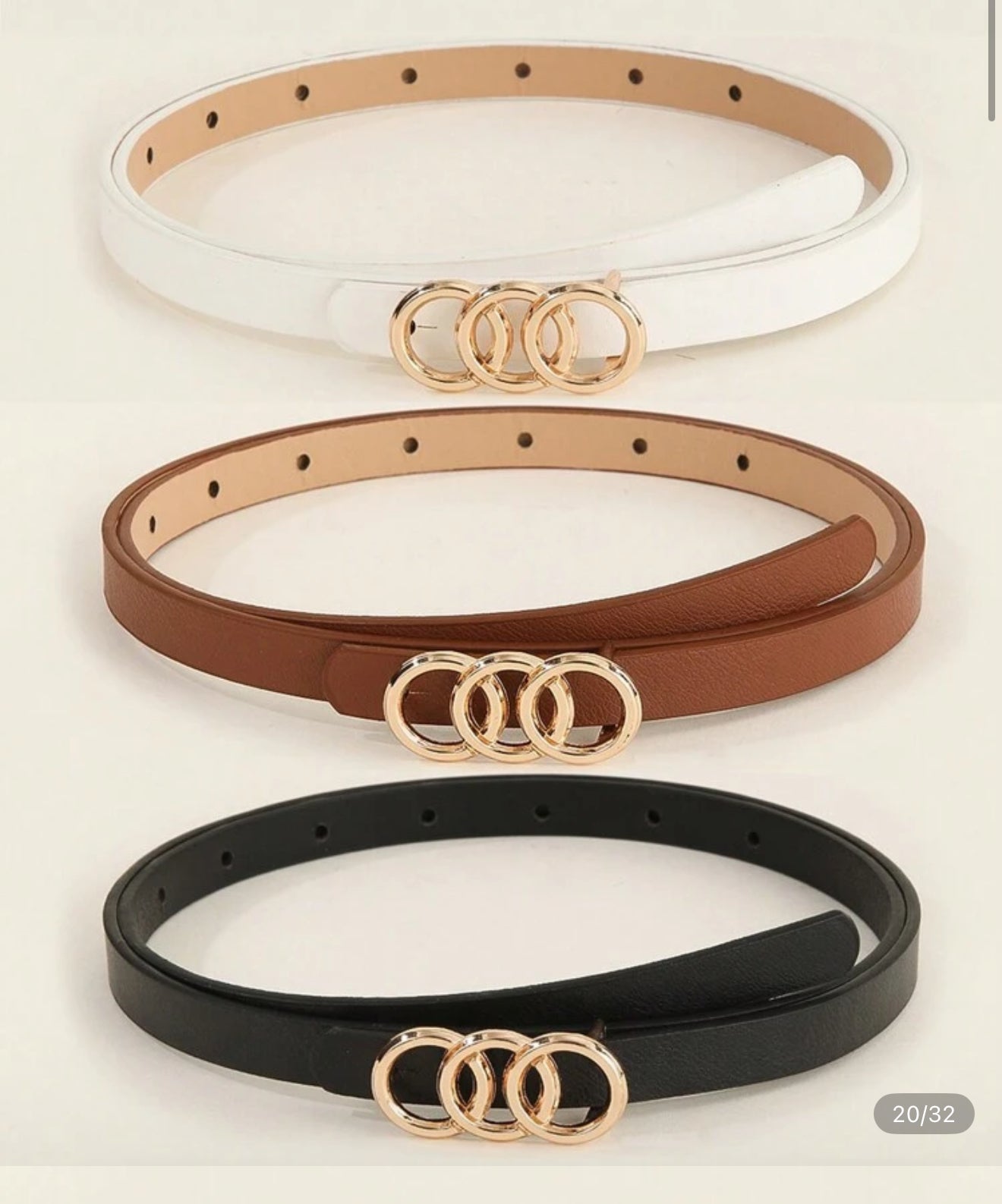 3pcs Women Small Metal Buckle Casual Leather Belt Summer, School