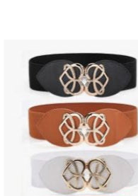 3pcs Elastic waist belt with bukle decor for women