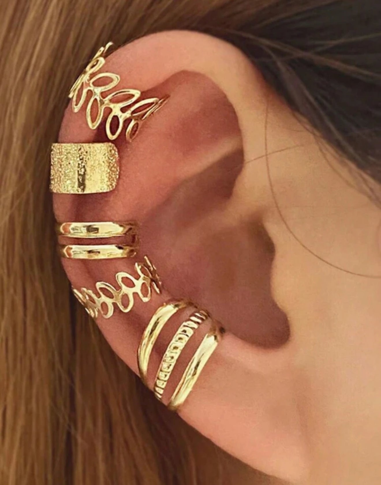 5pcs/Set Gold Bride Clip-On Earrings Set